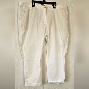 Talbots Womens 16 Petit White Mid Rise Pocketed Relaxed Fit Ankle Chino Pant NWT